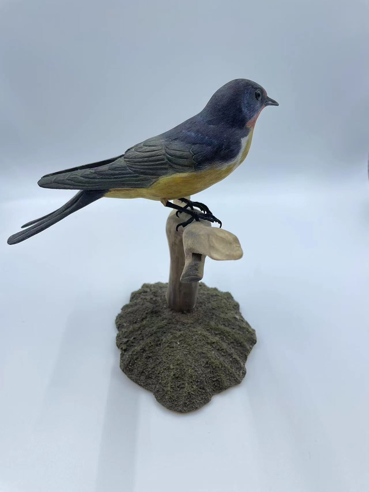 Barn Swallow Life Sized 7" Wood Carving