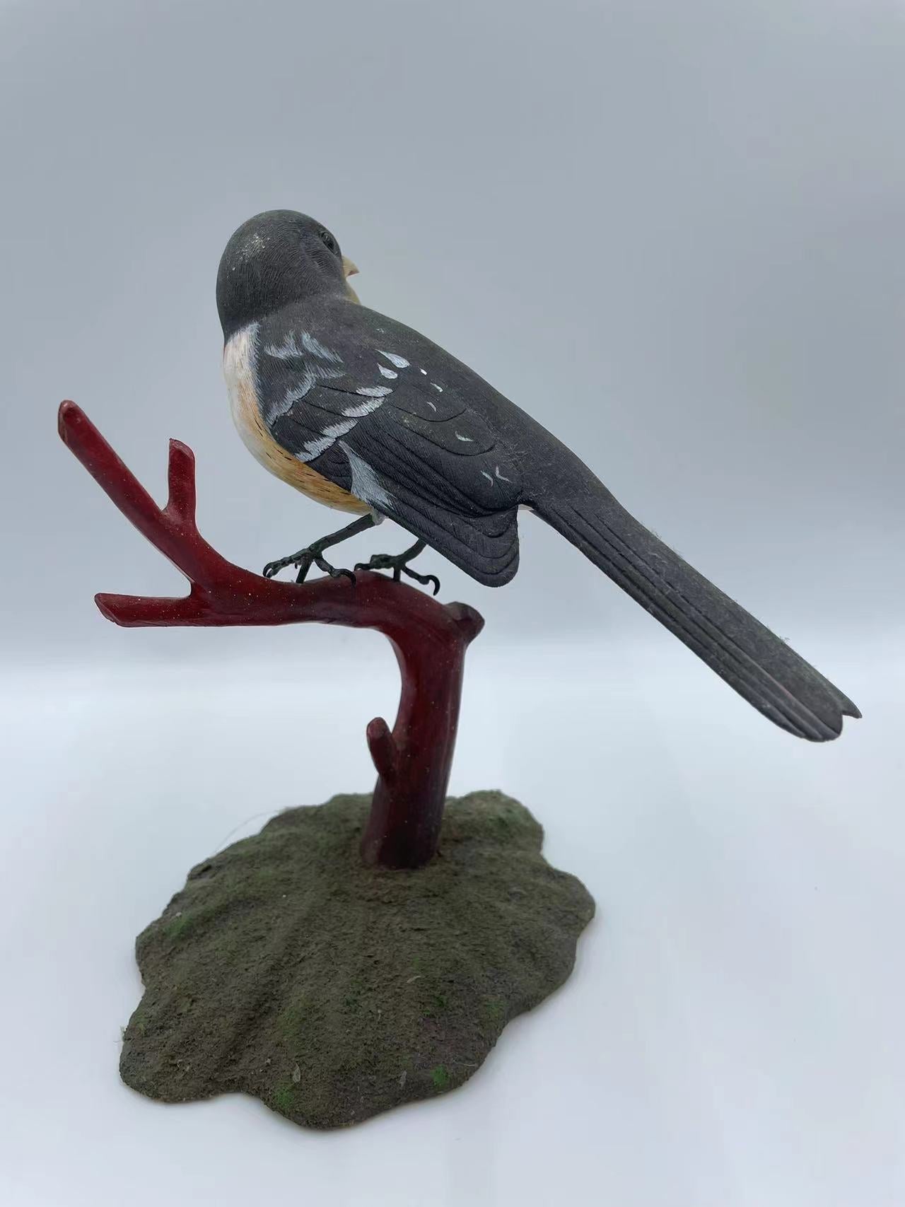 Rose Breasted Grosbeak Life Sized 8" Wood Carving