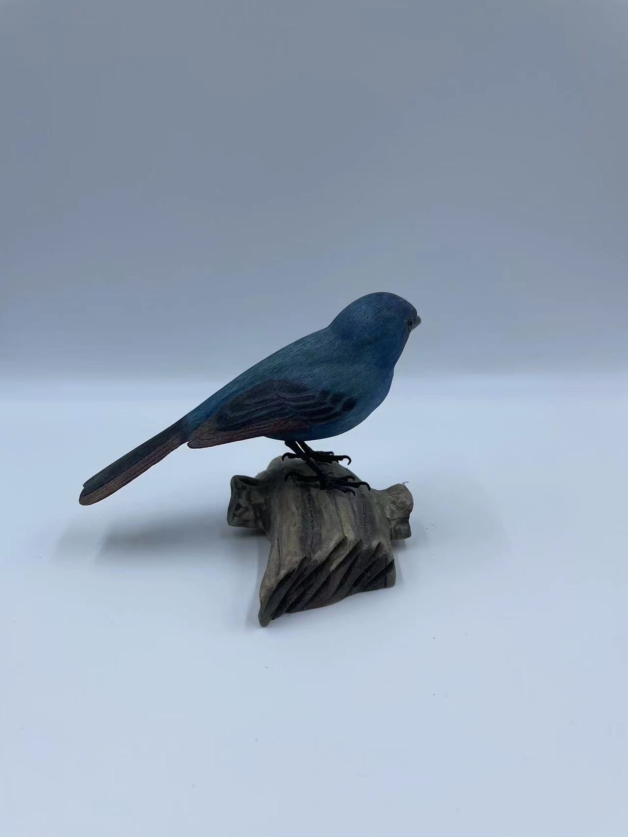 Indigo Bunting Life Sized 5 1/2 Wood Carving