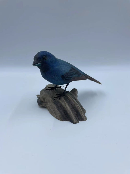 Indigo Bunting Life Sized 5 1/2 Wood Carving